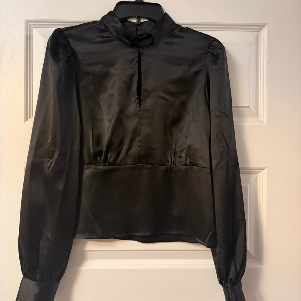 Elegant Black Satin Blouse